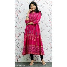 Riya Fushcia Block Printed Anarkali